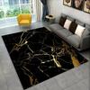 Sophisticated Nordic Blue and Gold Marble Floor Mat Geometric Carpet for Living Room or Bedroom Non-Slip Rug for Sofa Doormat