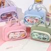 Double-deck Stationery Storage Bag Large Capacity Pen Organizer Pouch Handheld Pencil Case  Girl