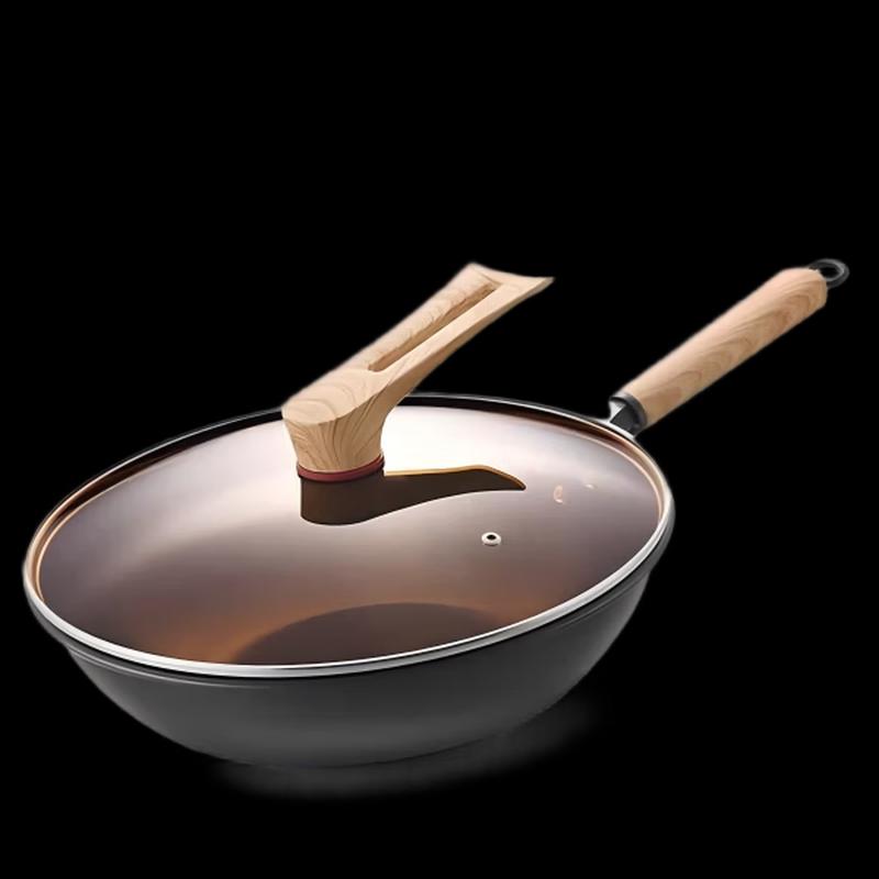 KOBACH Uncoated Fine Iron Flat Bottom Wok
