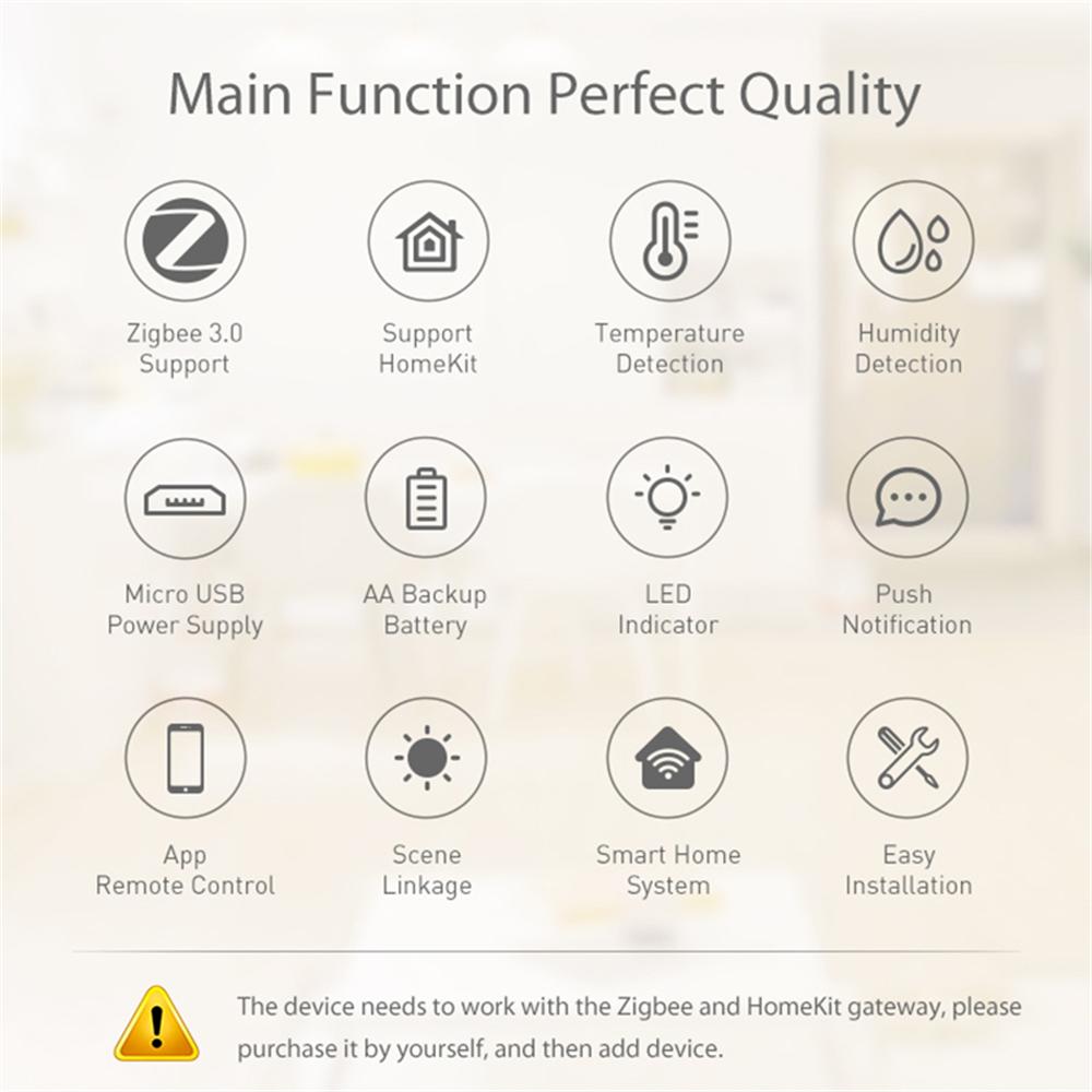 Tuya Homekit Zigbee Smart Temperature Humidity Sensors Dual Powered APP Remote Monitoring Voice Control Works with Alexa Google