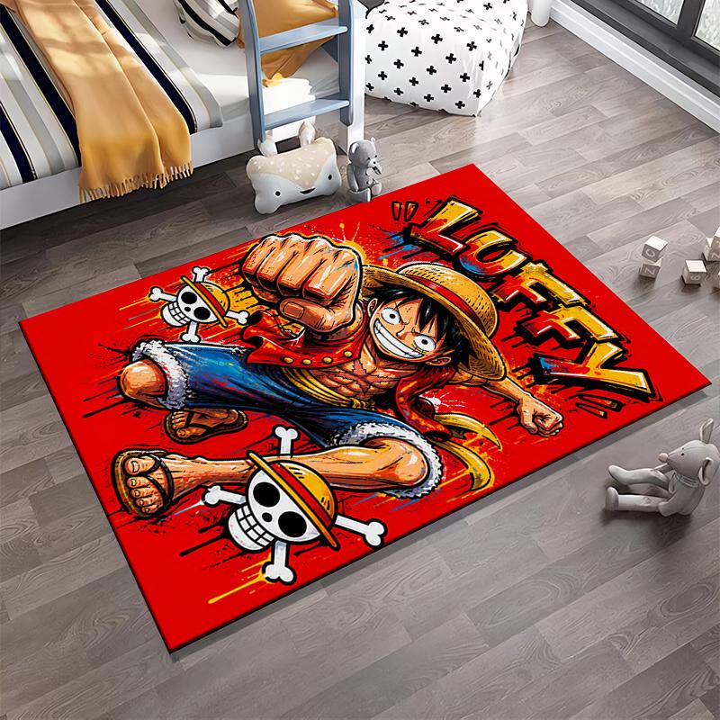 Cartoon One Piece Luffy printed non-slip rug, perfect for living room and bedroom sofas