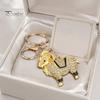 Key Charm Zodiac Keychain with Rhinestones, Sheep Design Bag Pendant, Chinese New Year Lucky Astrology Goat Accessory Charm, Feng Shui Ornament