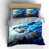Blue Abstract Hero Print Bedding Set (1 Duvet Cover, 2 Pillowcases, Duvet Not Included)