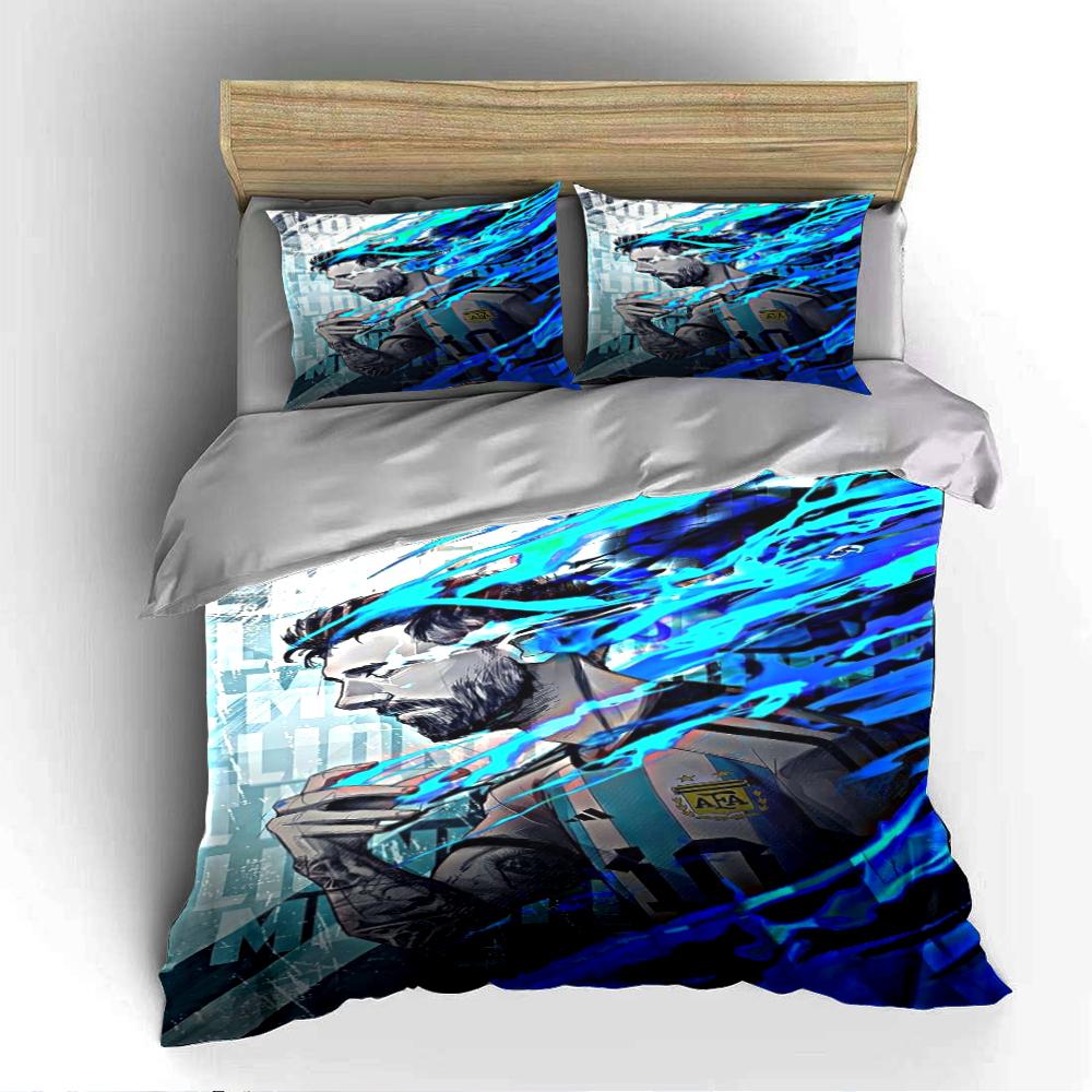 Blue Abstract Hero Print Bedding Set (1 Duvet Cover, 2 Pillowcases, Duvet Not Included)