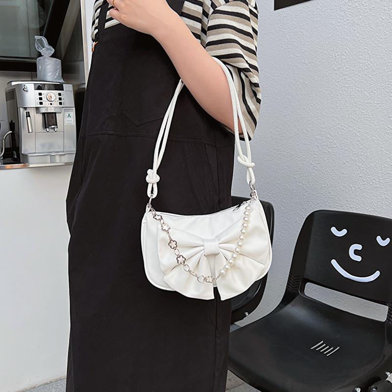 Stylish Urban Chic Small Pu Leather Shoulder Bag For Women With Bow Detail