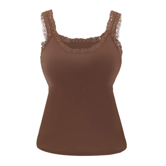 Spitzen-Tanktop für Damen Spaghettiträger Ärmelloses Camisole-Top mit integriertem BH