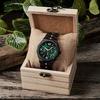 BOBO BIRD Mens Wooden Watch Sports Fashion Casual Chronograph Quartz Stainless Steel Strap Date Display Green Medium Luxury Elegance