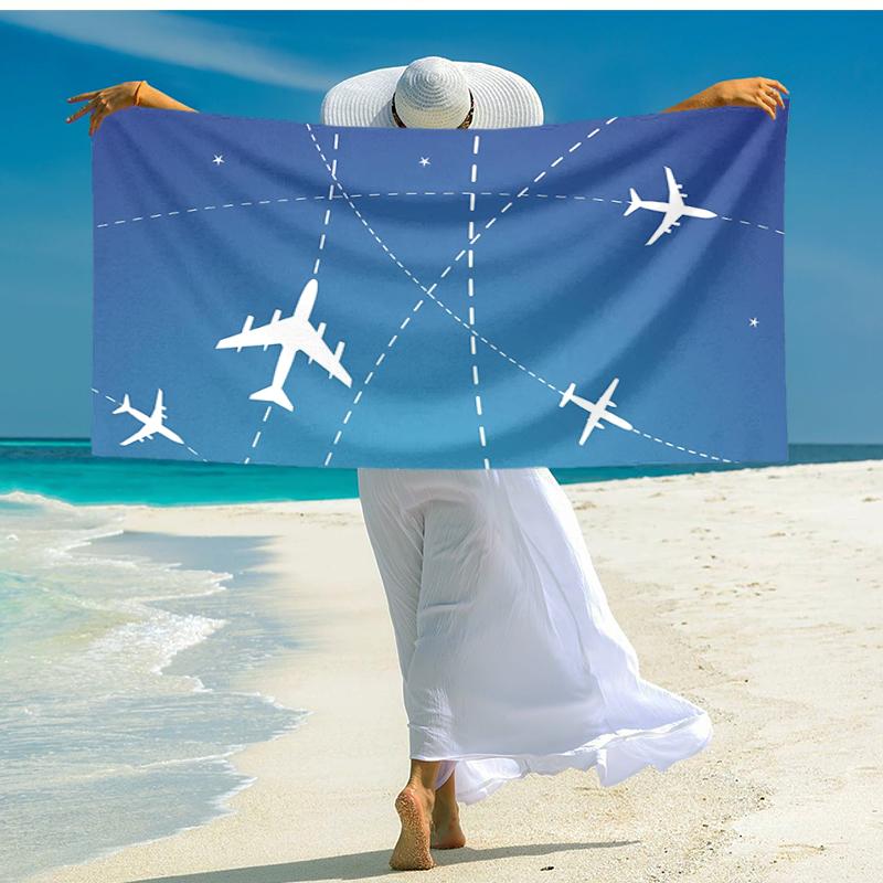 Ultra-Soft Beach Towel with Airplane Theme,Ideal for Pool - Camping, Diving - Perfect Travel Essential, Vibrant Beach Towel.