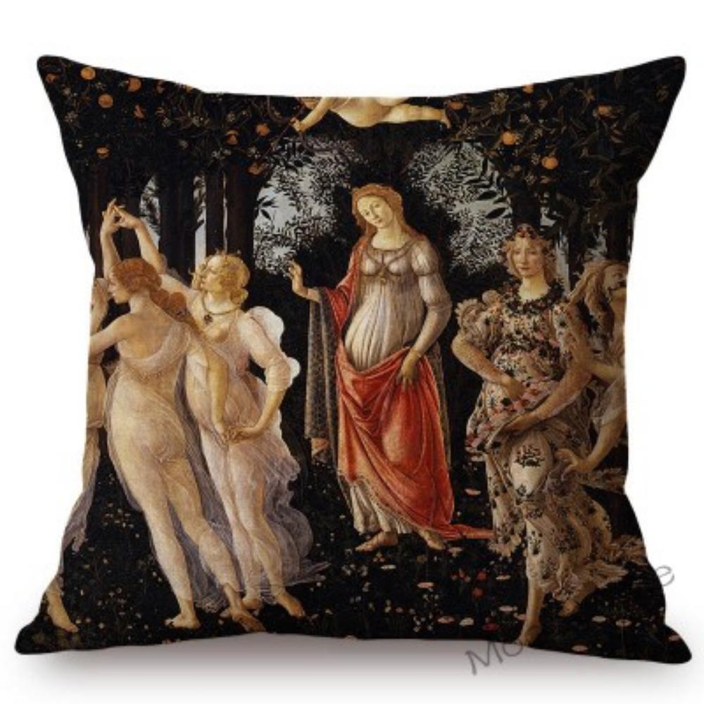 

Сандро Боттичелли Флоренция Искусство Рождение Венеры Всемирно известная картина маслом Декоративная наволочка из хлопка и льна Чехол для дивана 44x44cm No Filling