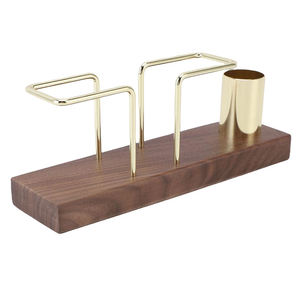 Cocktail Napkin Holder Multifunctional Elegant Design Wood Base Iron Standing Napkin Dispenser