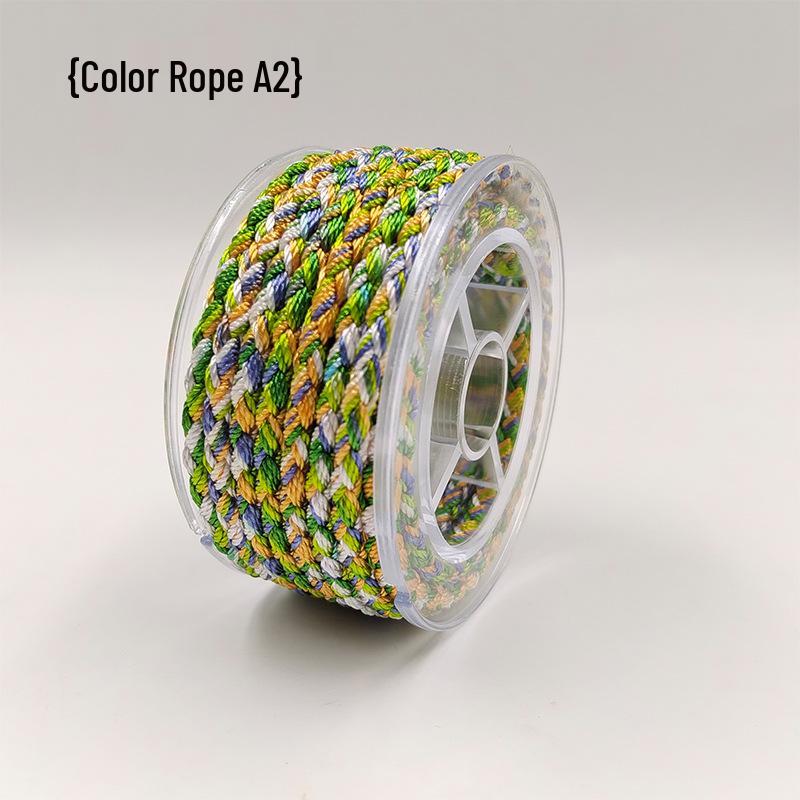 Variegated 12-Strand Dragon Rope: Five-Color Cultural DIY Bracelet with Gold-Thread Weaving.