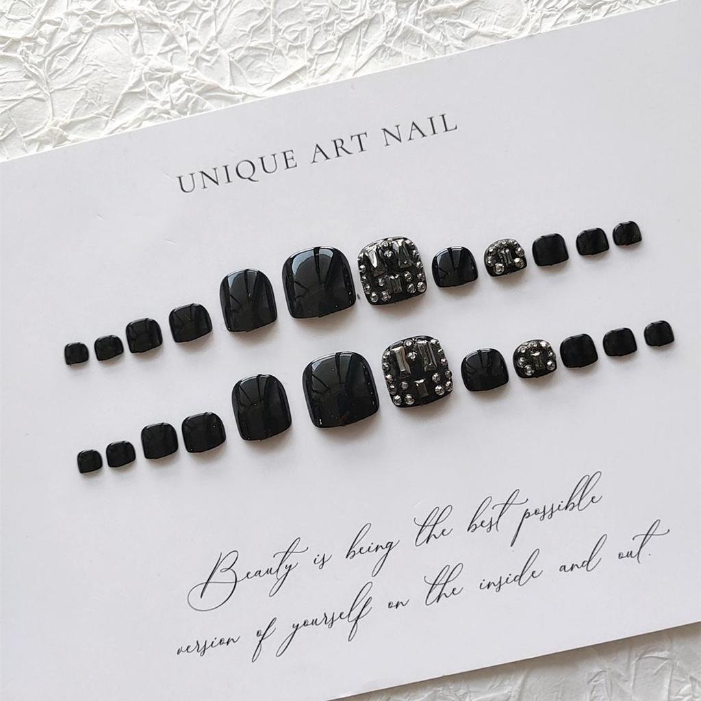 J36 Black Diamond Flash Toenail Manicure Set - Cool, Whitening Phototherapy Fake Toenail Patches