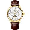 OLEVS 6698 Leder Arabische Ziffern OEM-Logo Multifunktional Mondphase Automatische Mechanische Uhr für Herren