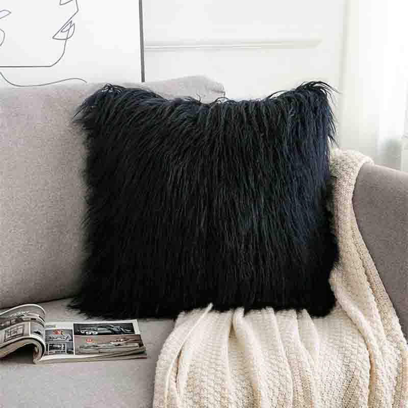 Plüschkissen Wolle Sofakissen Niedlich Netzrot Einfarbiges Kissen Bequem Weich Modern Schlicht Matte Stuhlpat