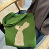 Green Knitted Rabbit Tote Bag Shoulder Bag