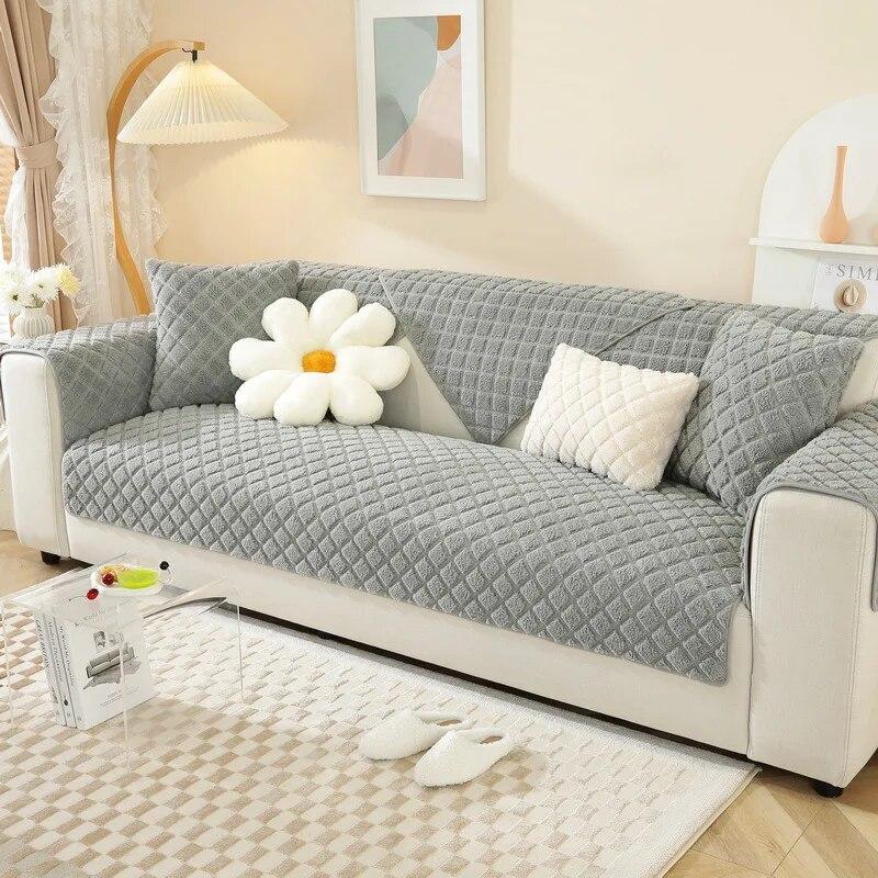 Thicken Imitate Sheep Plush Sofa Cover Universal Non-slip Sofa Mat Winter Warm Sofa Towel Couch Cushion for Living Room Home
