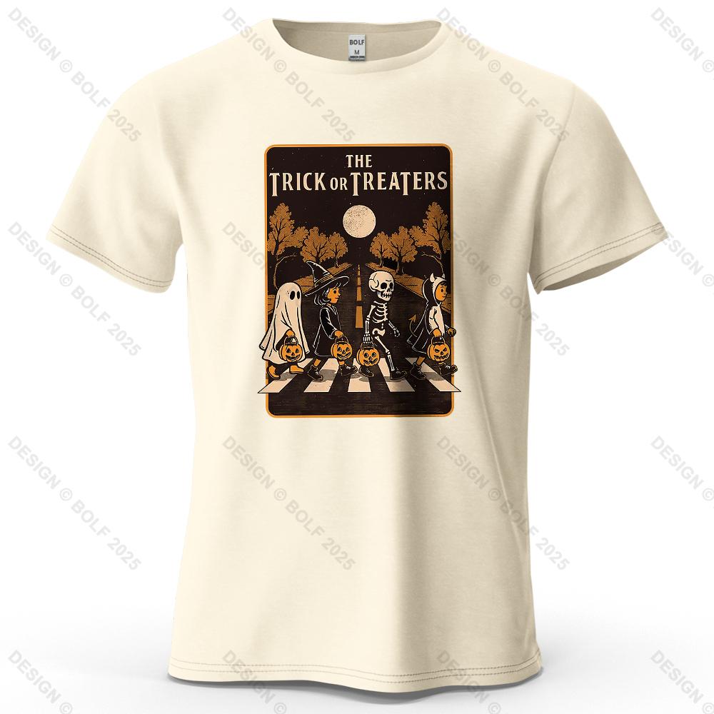 

Halloween Walk Spooky Printed Men s T-Shirt 100% Cotton Oversized Vintage Graphic Tees for Women Tops Tees Casual Streetwear 4XL