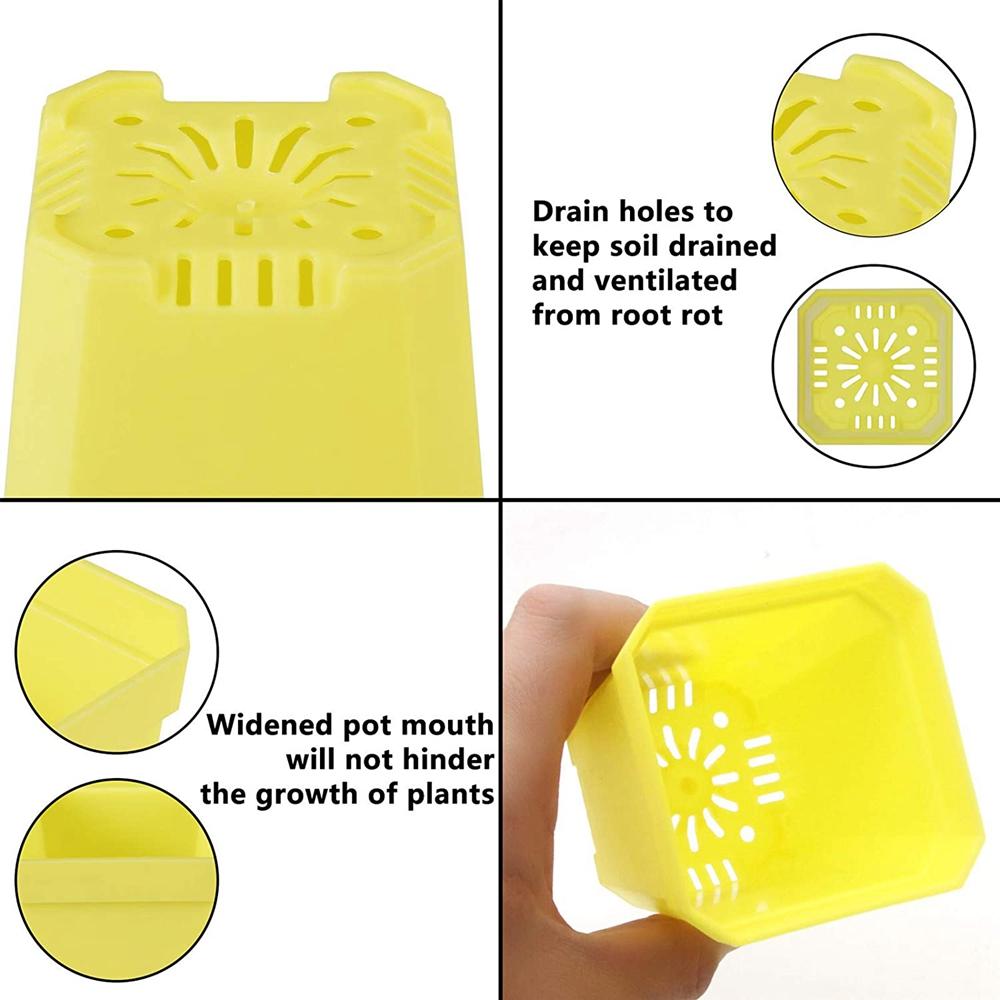 10p Square Nursery Flower Pot Mini Plastic Flower Seedling Pots for plants  Colorful Square Plant Pot Flower Tray for Home Garde