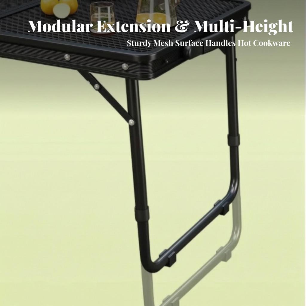 Portable Picnic Table with Mesh Top Easy Setup Folding Outdoor Lightweight