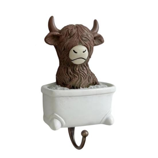 Highland Cattle Hook, Waterproof Resin Bathroom Wall Hook, Home Decorative Storage Hook, for Towels Keys Small Clothes