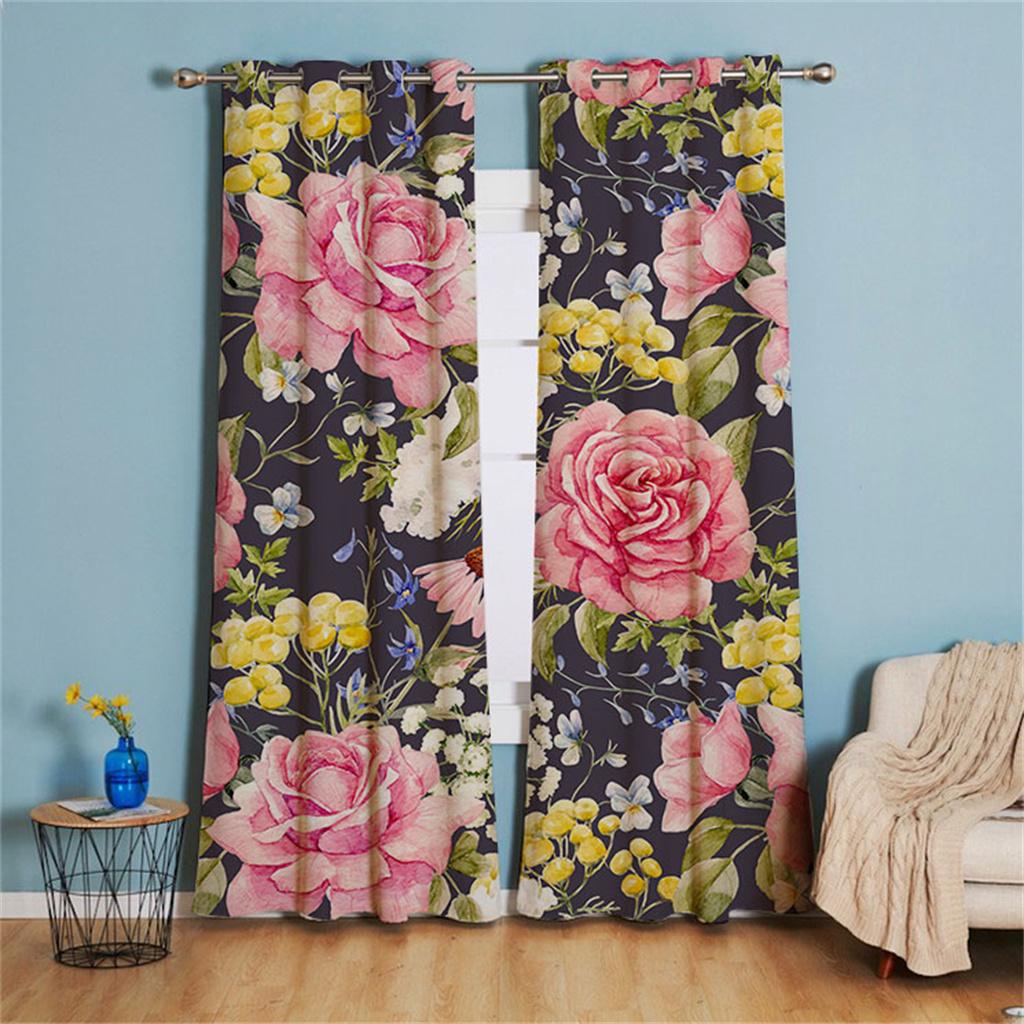 Kokospalm Rosa Blomma Grönt Blad Fönstergardiner i Barnrum Vardagsrum Hall Behandlingar Kök Inredning Draperier Persienner