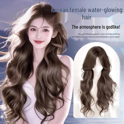 Korean Style Long Curly Wig: Realistic, Full Coverage, Natural Volume, Lazy Big Waves