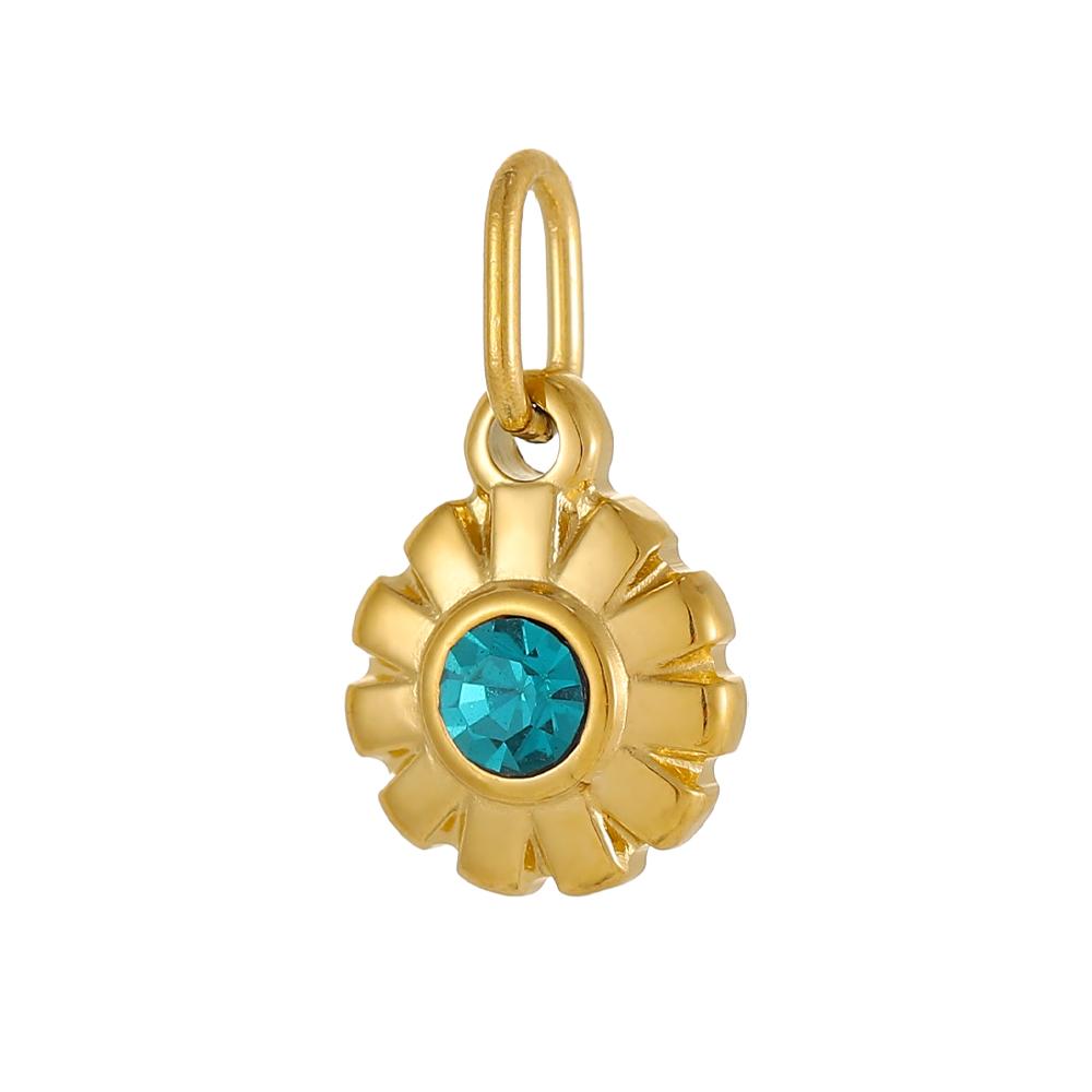 CARLIDANA Stainless Steel Birthstone Flower Pendant Colorful High Quality DIY Earrings Necklace Bracelet Charms Jewelry Making