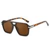 European and American summer new square double beam sunglasses, fashionable men's and women's versatile glasses, black sunshade sunglasses