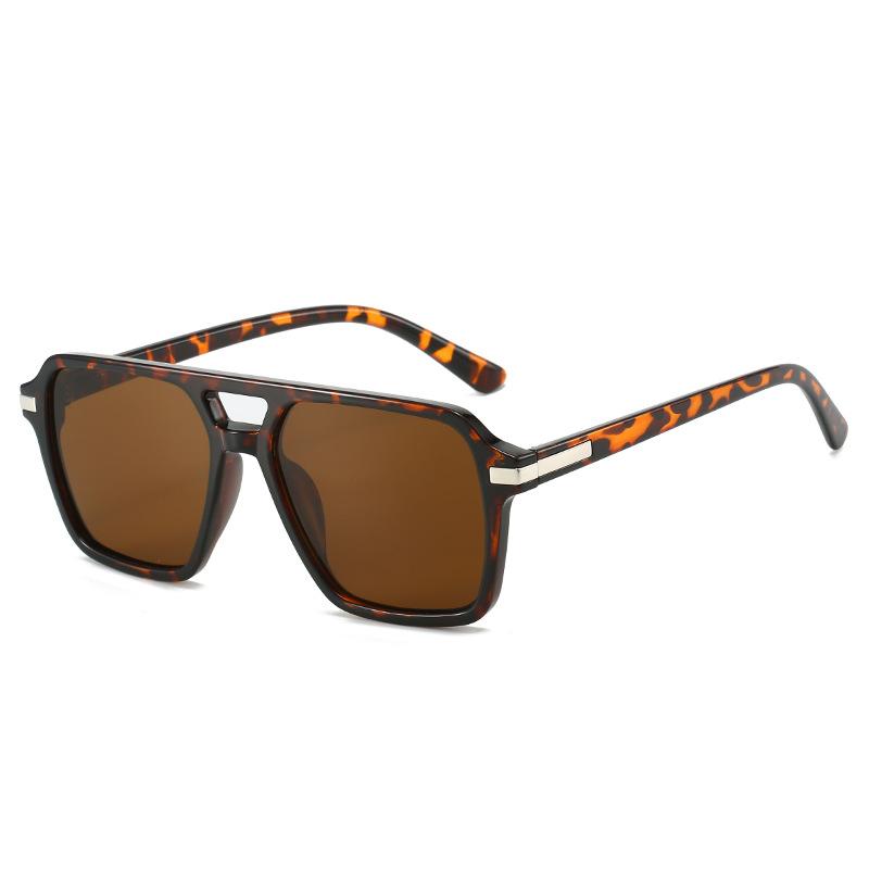 European and American summer new square double beam sunglasses, fashionable men's and women's versatile glasses, black sunshade sunglasses