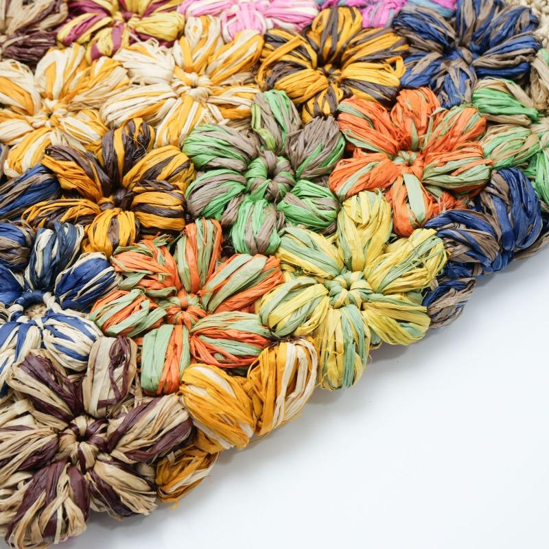 New high-quality raffia woven bag handmade holiday straw bag women's flower large-capacity shoulder tote bag