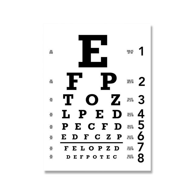 

Скандинавское современное настенное искусство Офтальмология Тест на зрение Плакаты и печать Картина на холсте Оптический магазин Клиника Больница Домашний декор Без рамки 21*30cm No Frame