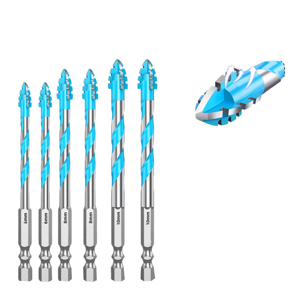 6/8/10/12mm Eccentric Drill Bits Four Edge Eccentric Twist Drill Bit Set High Hardness Bevel Tip Serrated Drill Bits