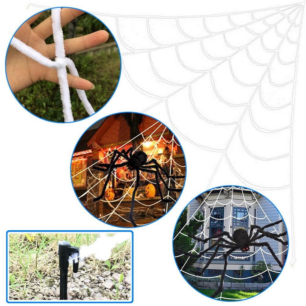 Halloween Decoration Giant Spider Triangular Mega Spider Web Black Plush Spider Realistic Large Hairy Spider Props