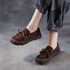 Fashion GKTINOO Genuine Leather Retro Lace Up Women's Shoes 2025 Autumn New Round Toe Soft Soled Slip-on Versatile Loafers