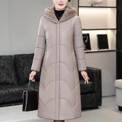 Winter Woman Faux Sheepskin Coats Hooded Elegant Thick Warm Winter Long Parkas Female Leather Jacket