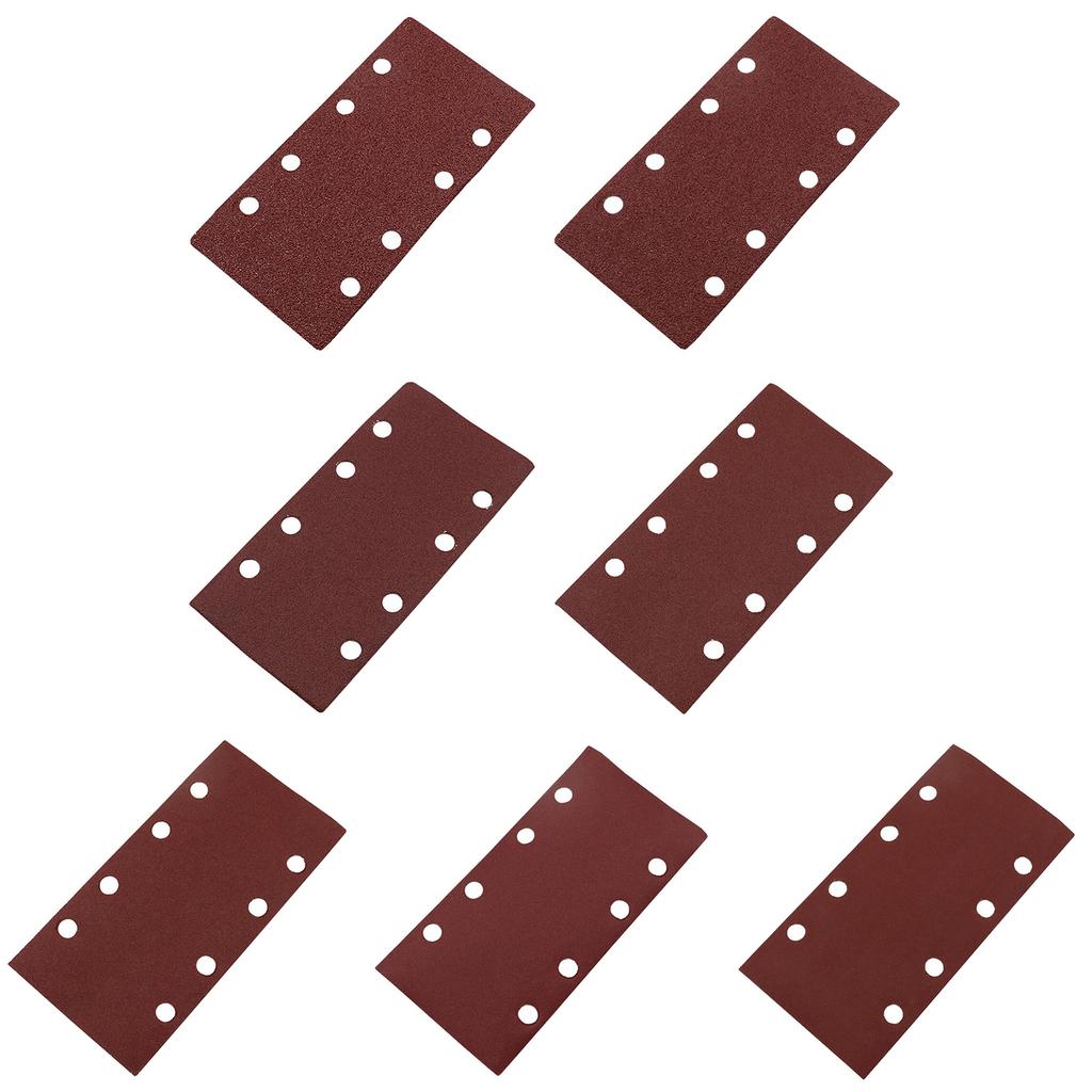 8 Holes Rectangular Sanding Pads 40/60/80/100/120/180/240 Grits Self-adhesive Flocking Sandpaper Hook and Loop Pads