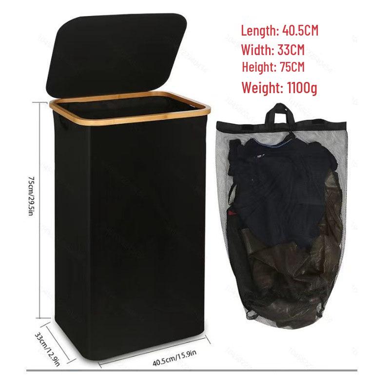 Foldable Laundry Basket with Inner Pocket: Large Capacity Hamper for Bedroom & Bathroom.