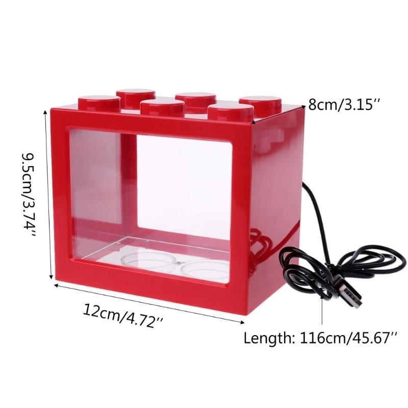 USB Illuminated Small Fish Tank Small Landscape Seaweed Ball Box Mini Aquarium Fish Tank with LED Lamp Light