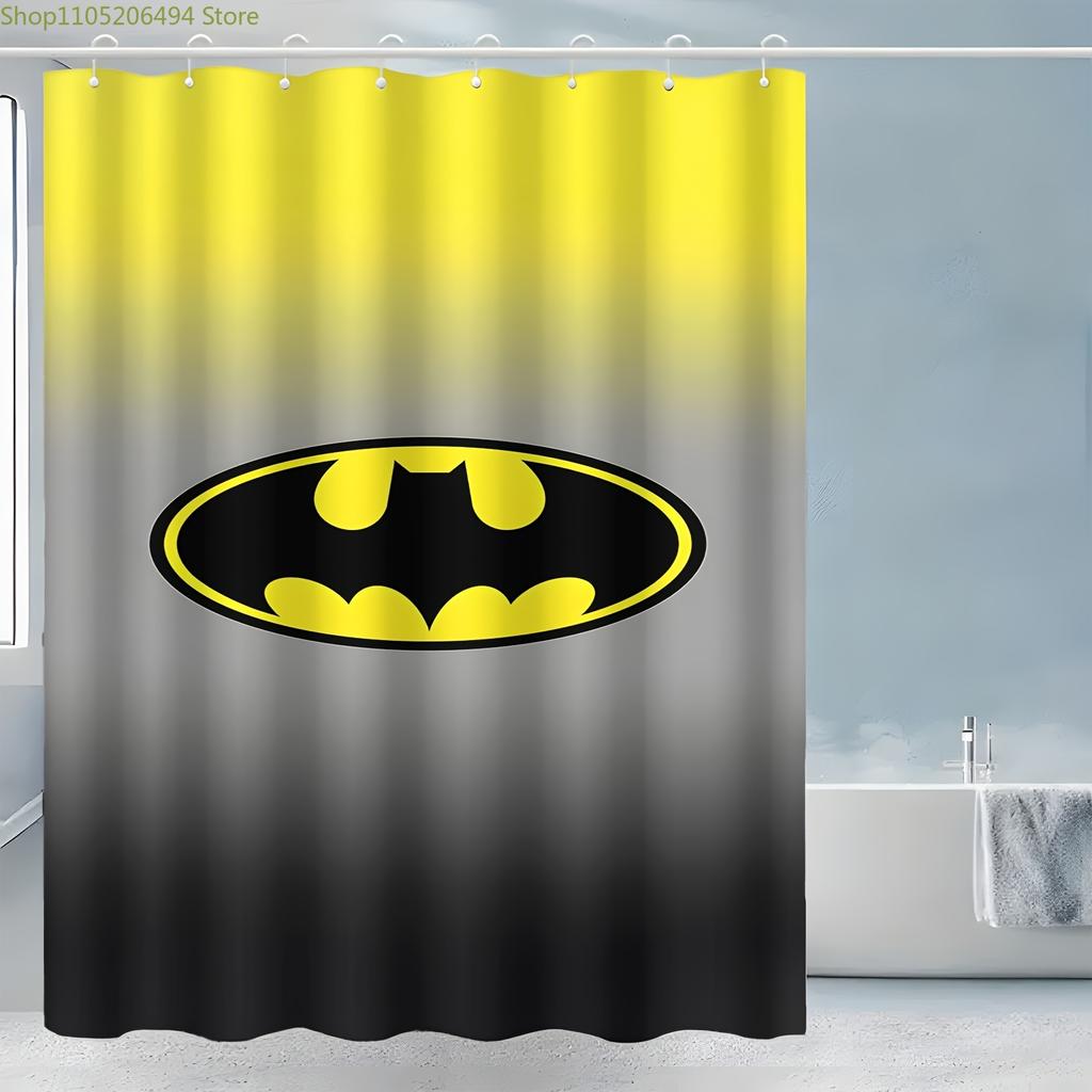 Warner 1pc Cute Printed Bathroom Shower Curtain with Batman Logo, Creative, Suitable for Home Bathroom/Home Decor, Fun Bathroo
