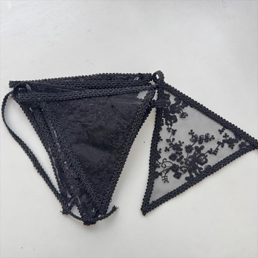 New Wall Hanging Lace Garland Colorful Garland Decorative Banner Fabric Flower Garland Romantic Design Pennant Banner чёрный