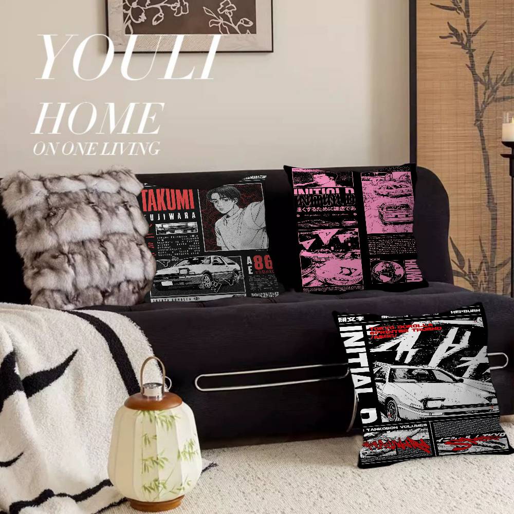 Anime Initial D Pillow Cushion Cover Pillowcase Living Room Sofa Home Decor Customized