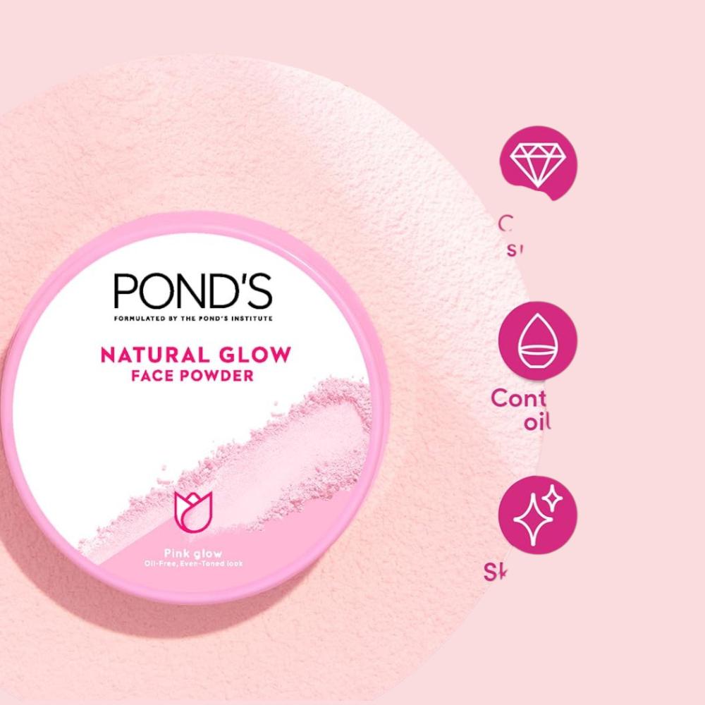 POND's Natural Glow Matte Face Powder Pink Glow 30g For Even Skin Tone & Oil Control, Covers Dark Spots, Silky Finish