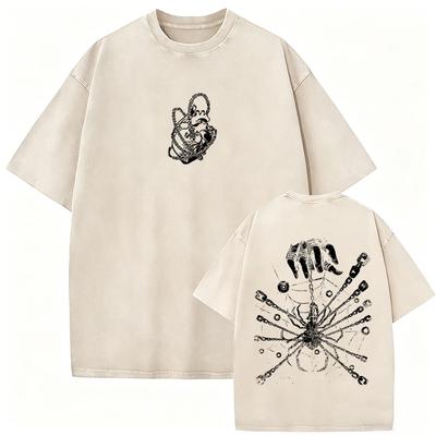 Washed Vintage Anime Hunter X Hunter Kurapika with Chain of Judgment Graphic T-Shirt for Men, Retro T-Shirts M 789
