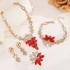 Women’s Rhinestone Red Eye Jewelry Set: Necklace, Earrings, Ring, Bracelet