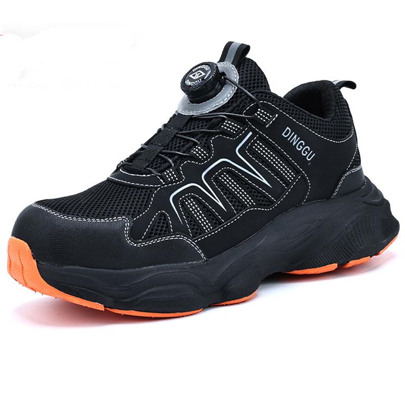 Rotating Button Men Sports Shoes Protection Boots Safety Shoes Men Anti-smash Anti Puncture Work Shoes Non-slip Steel Toe Shoes