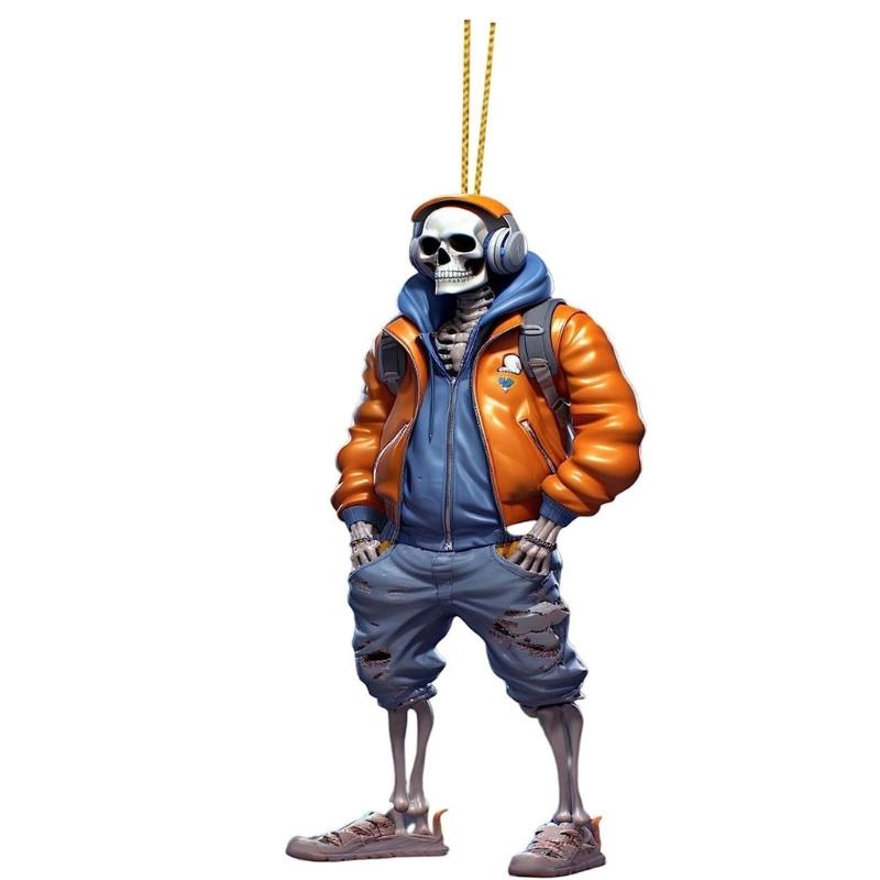Mysterious Halloween Skeleton Pendant Cool Skul Statue Pendant for Halloween Decor and Car Ornament