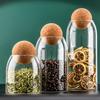 High Borosilicate Glass Storage Jar with Wooden Ball Cork for Tea or Coffee Beans