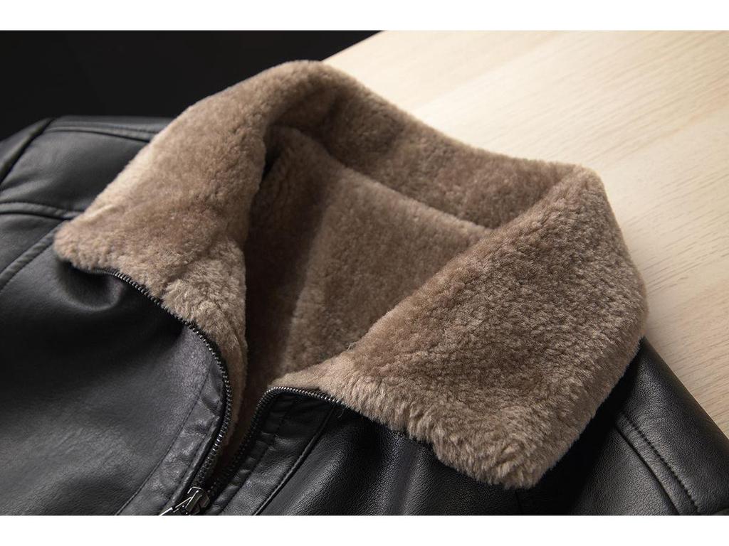 Men's Leather Jacket for Winter and Autumn - Thick Velvet Lining, Casual & Warm 