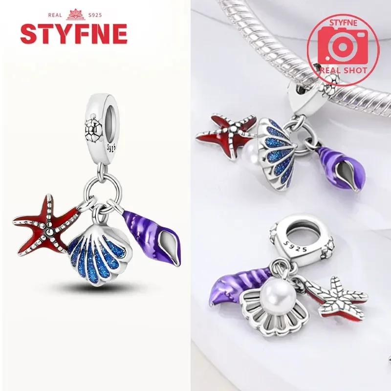Women Bracelet Diy Fine Jewelry Gifts Original Charms Beads Copper Ocean Series Blue Turtle Starfish Shell Pendants
