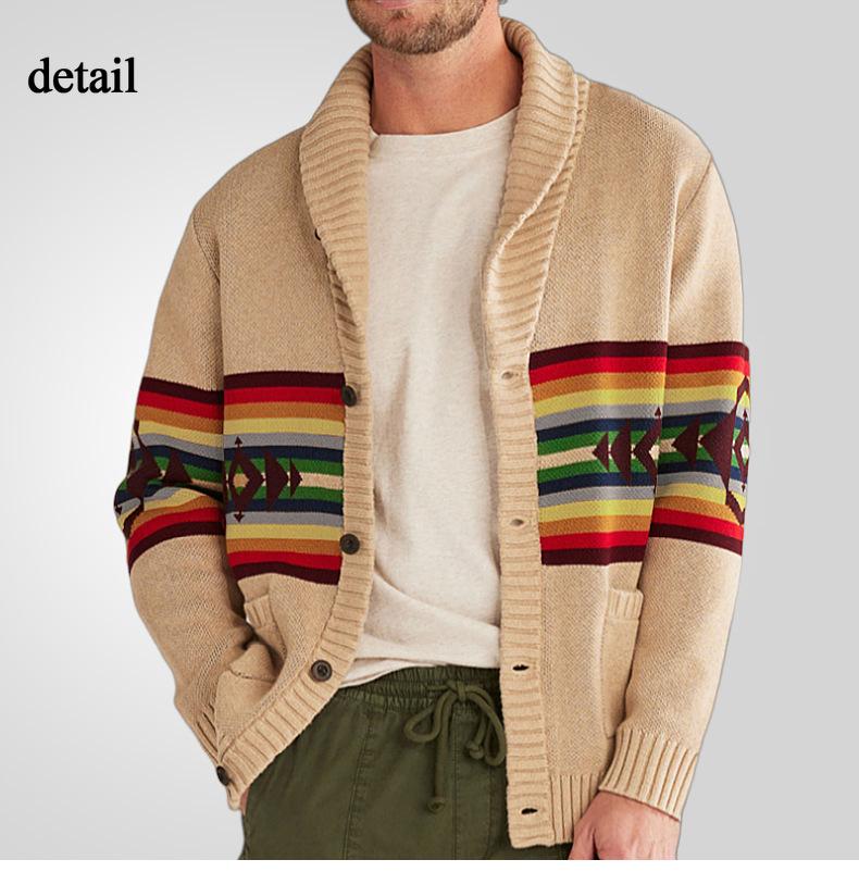 Men's Casual Cardigan Sweaters Shawl Collar Long Sleeve Knit Button Down Cardigans With Pockets Fall Winter Loose Fit Knitted Sweater Outwear for Men